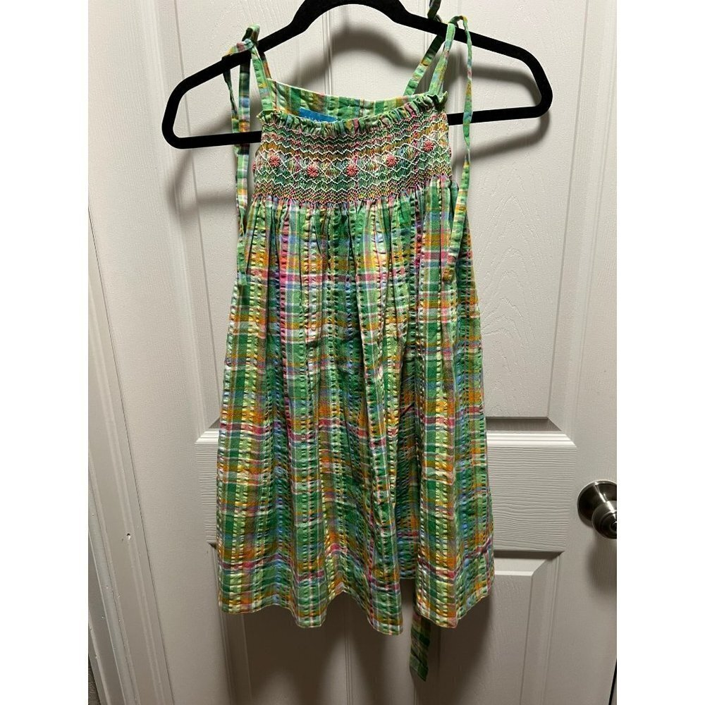 Anavini | Green Plaid Dress Hand‎ Smocked Top Sz 6
